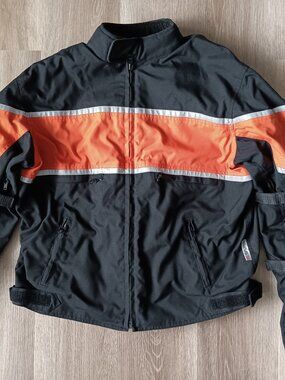Vintage Motorcycle Jacket Mens Size L Canvas Riding 3M Scotchlite